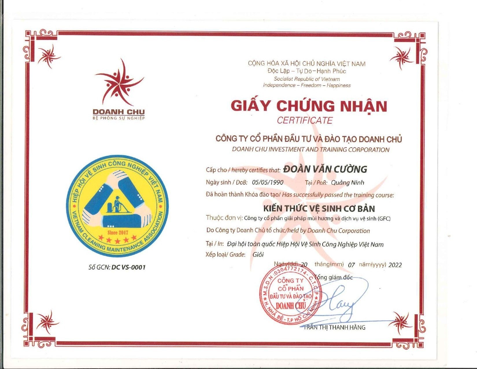 Chứng chỉ chứng nhận