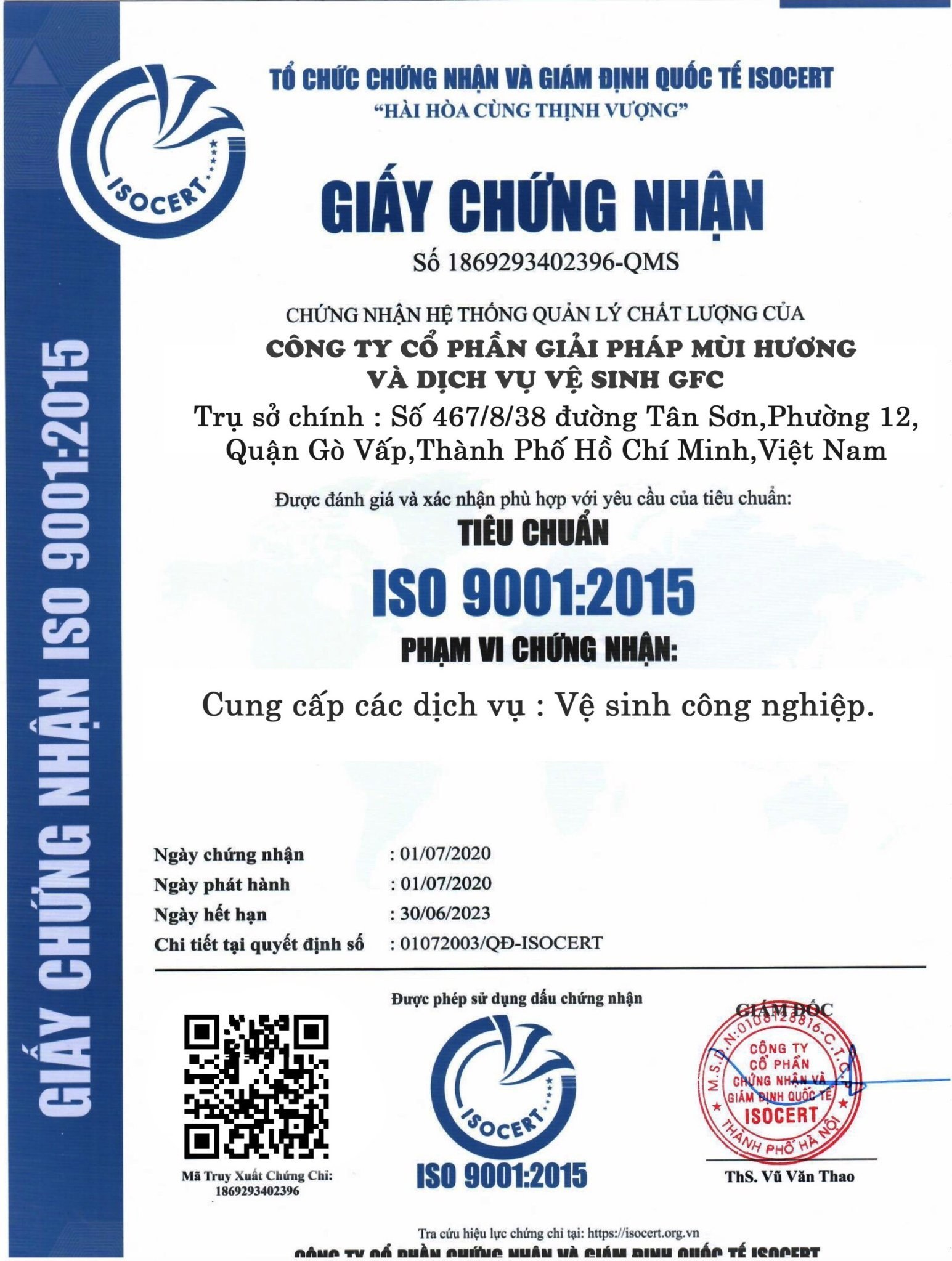 Chứng chỉ chứng nhận